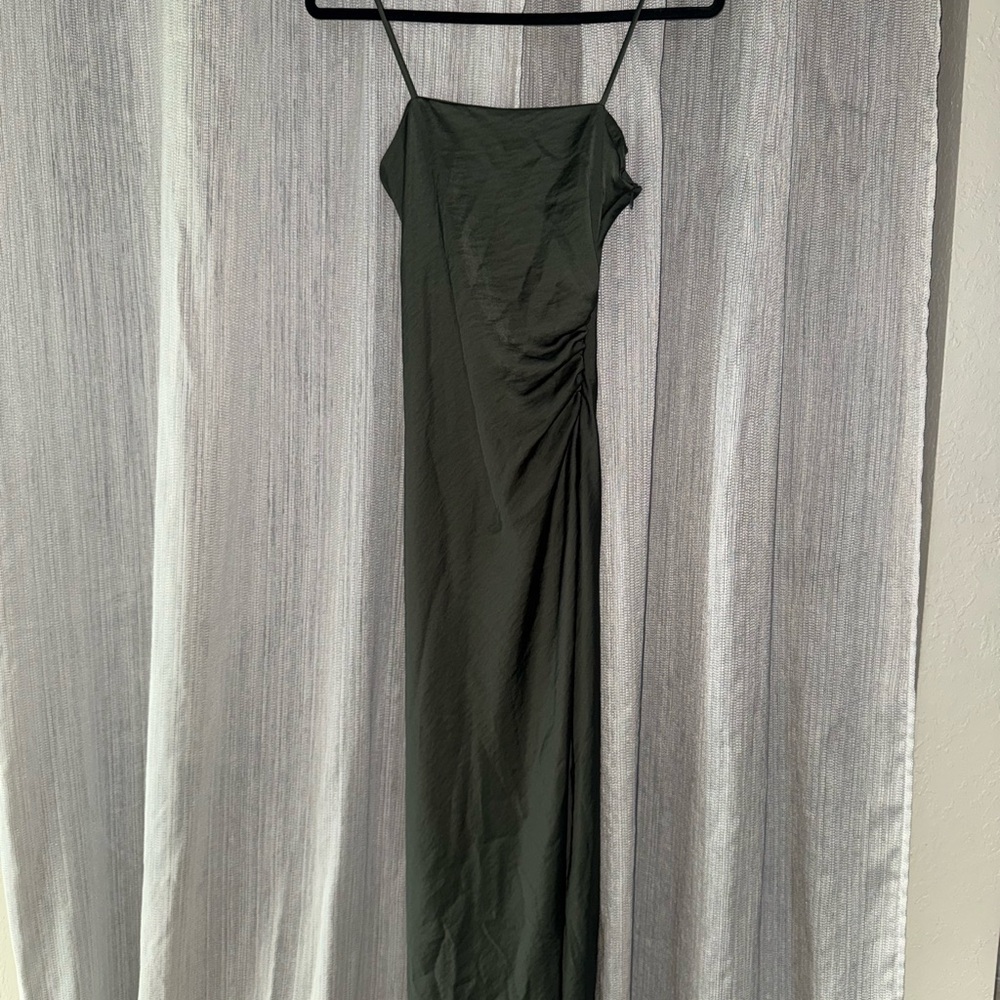 Zara Elegant Green Spaghetti Strap Dress